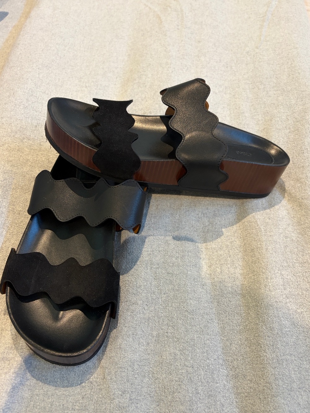 Chloe Lauren Double Strap Platform Slide Sandals
